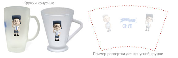 Печать логотипа на конусной кружке